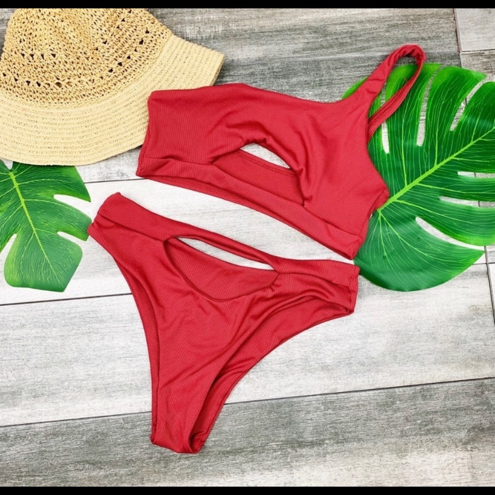 SHEIN ribbed cut out bikini set